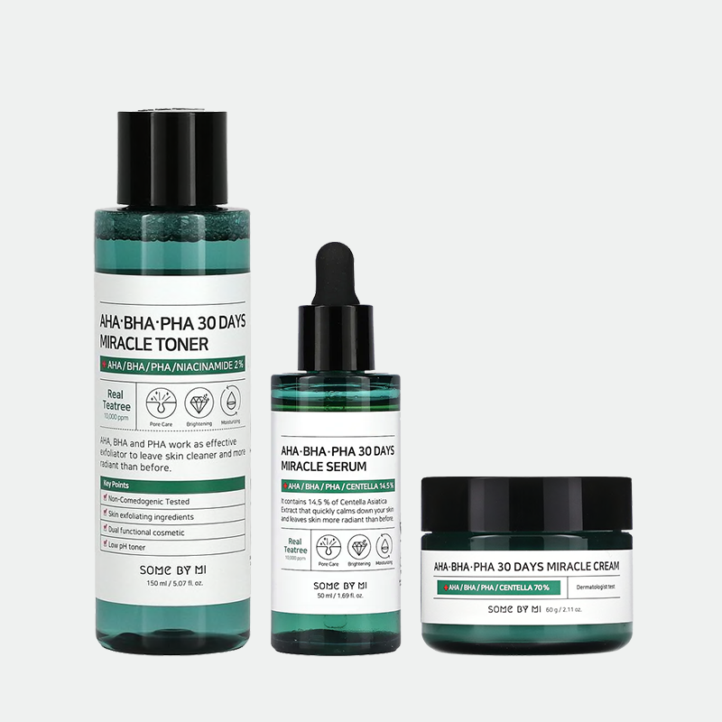 Centella 30 Days Miracle Kit – Tratamiento Anti Acné con AHA, BHA y PHA